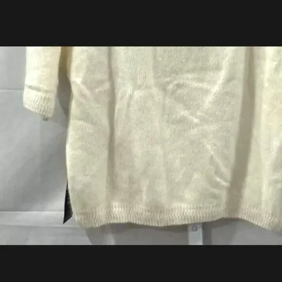 NEW VTG 80s 90s Lambswool Angora Short Sleeve Sweater Pullover Ivory Women's L - Picture 6 of 10